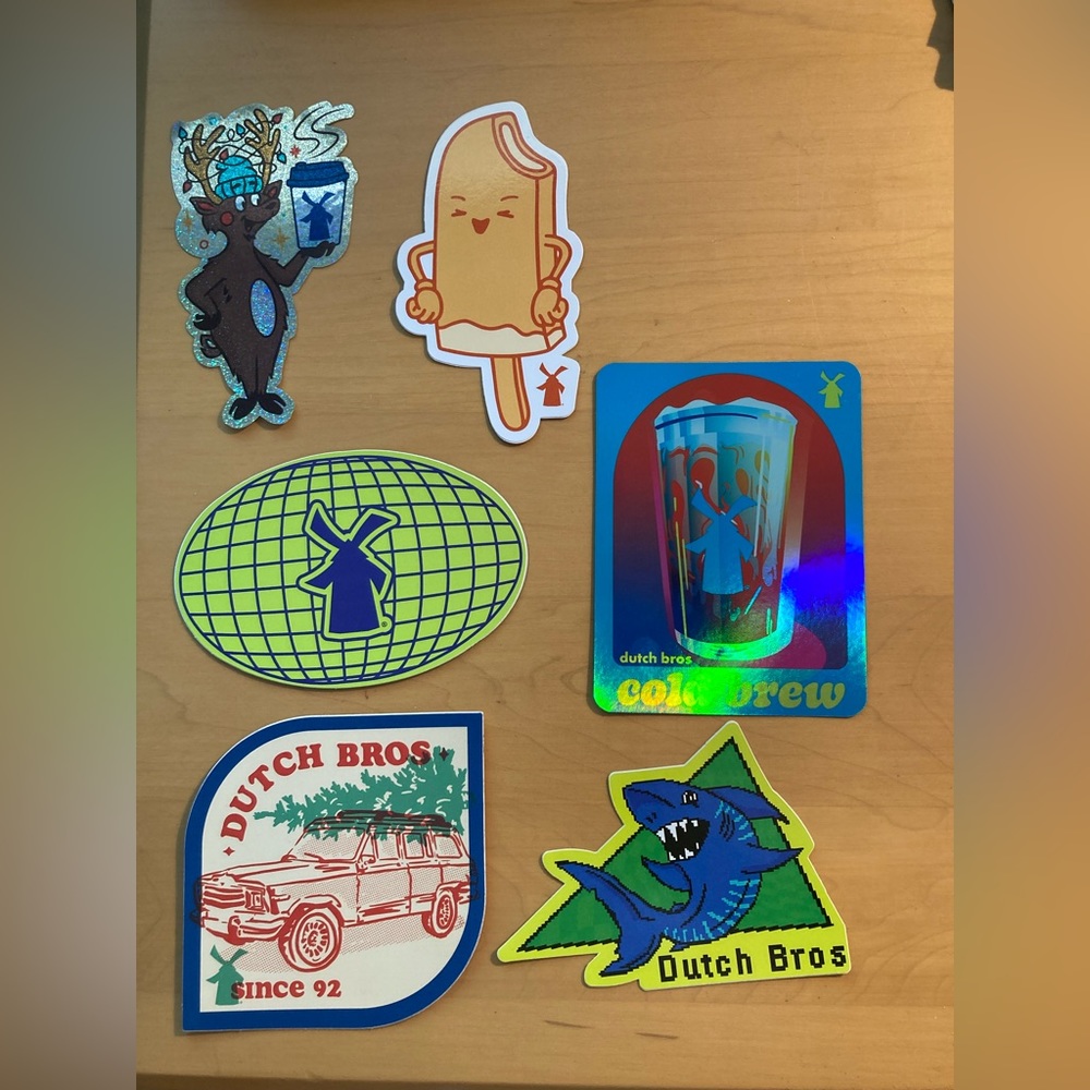 Rare Hard to Find Dutch Bros Stickers Lot of 6 Christmas Halloween Arizona,